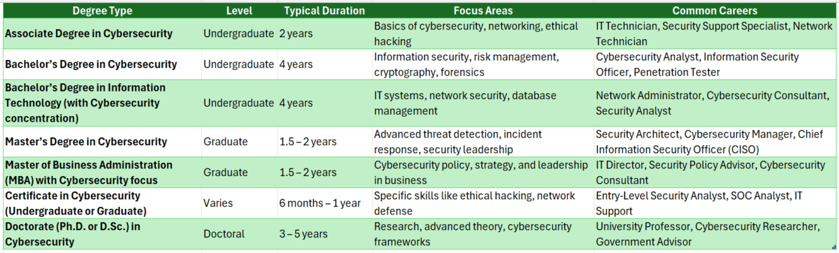 online cyber security degree
