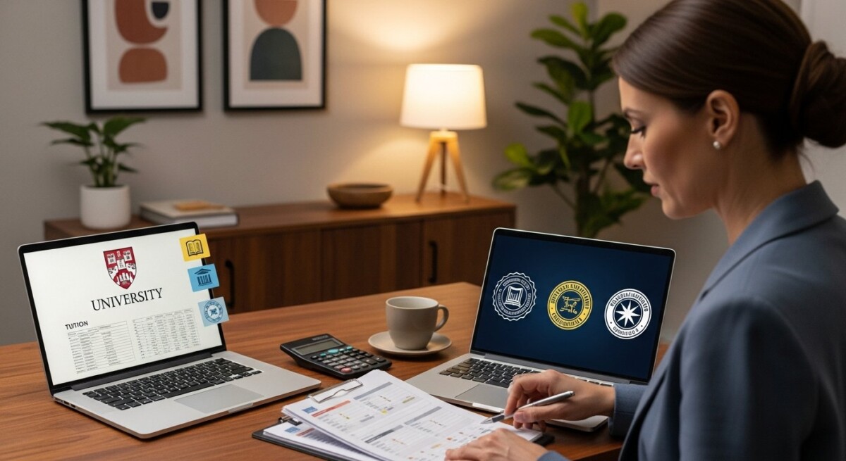 Comparing online degree programs by cost and reputation